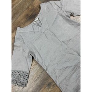 Alessia Pacini made in Italy 100% linen lace shift‎ dress Size XS Taupe